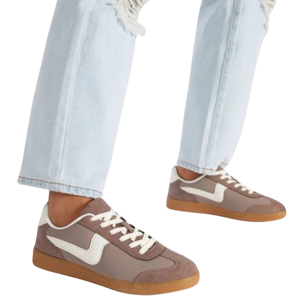•Court•Mauve Suede Lace-Up Sneakers | Retro Gum Sole Casual Shoes - Picture 6 of 8